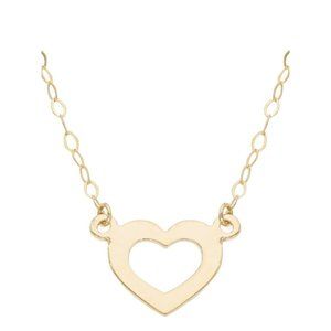 14kt Yellow Gold Flat Heart Necklace 18" Chain